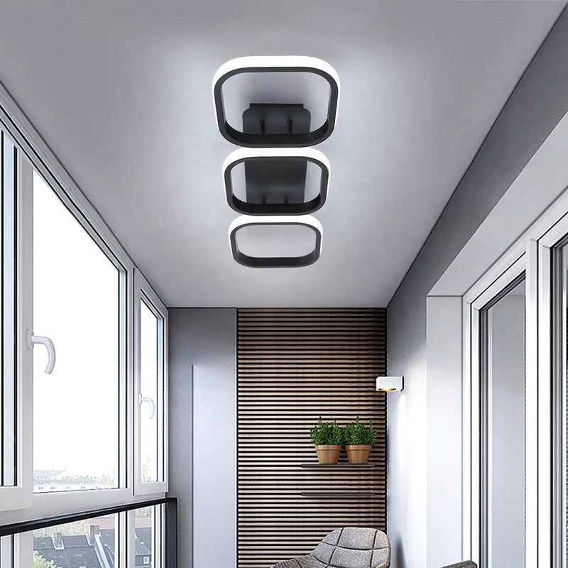 Lustra LED VERTEX 35W, 3 Patrate, Liniara, lumina Rece/Calda/Neutra, Neagra