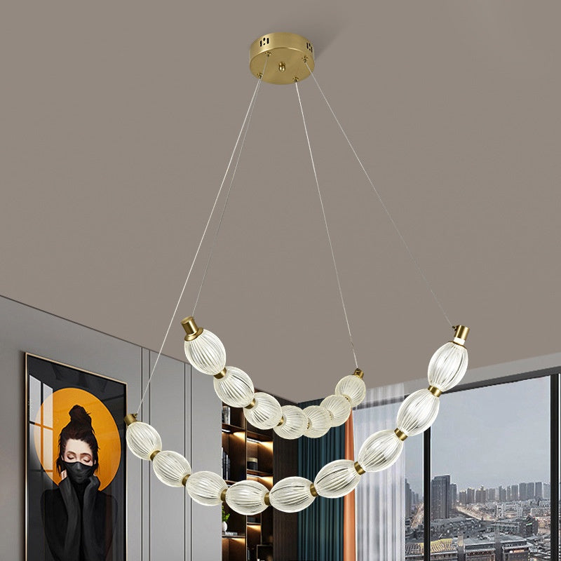 Lustra LED suspendata cu telecomanda FAUSTO, 49W, lumina Rece/Calda/Neutra, Dimabila,Inaltime Reglabila, Auriu