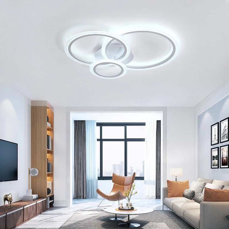 Lustra LED cu telecomanda BETTY 41W, 3 Cercuri, lumina Rece/Calda/Neutra, Dimabila, Alb