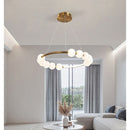 Lustră Suspendată LED Acril Nova 57W cu Telecomandă, Dimabilă, 3000K/4000K/6000K, Auriu, Metal și Acril