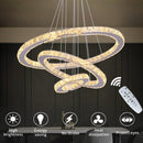 Lustra LED suspendata cu telecomanda si cristal CAYDEN 200W, 3 Cercuri, lumina Rece/Calda/Neutra, Dimabila, Crom Lucios, Inaltime Reglabila Lustra LED Default Title Alessandro Design