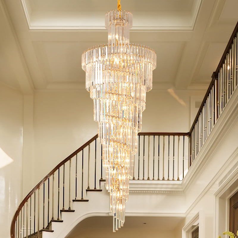 Candelabru Cristal CC8043/600H1800GD, Diametru 60cm, Inaltime 1800cm, Auriu Lucios, Inaltime Reglabila, Design Elegant