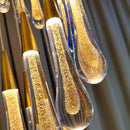 Candelabru Cristal LED Suspendat, 39W, Iustinian, Diametru 60cm, Inaltime Reglabila, Auriu, Metal si Cristal