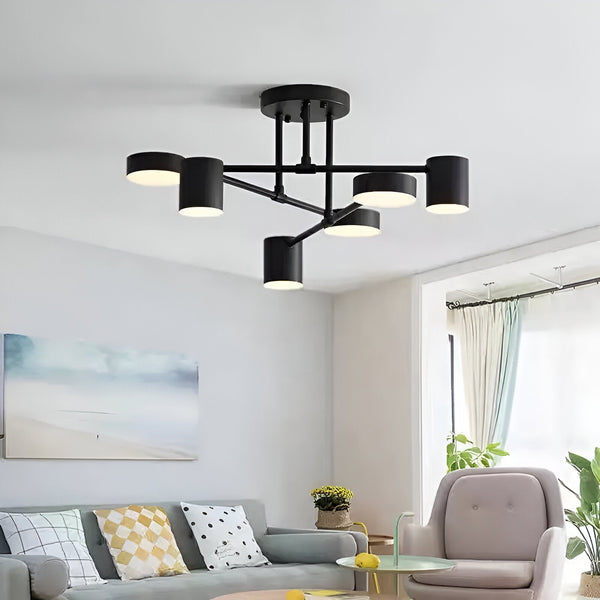 Lustra LED  GALIOS , 72W, 6 Elemente, lumina Rece/Calda/Neutra, Negru