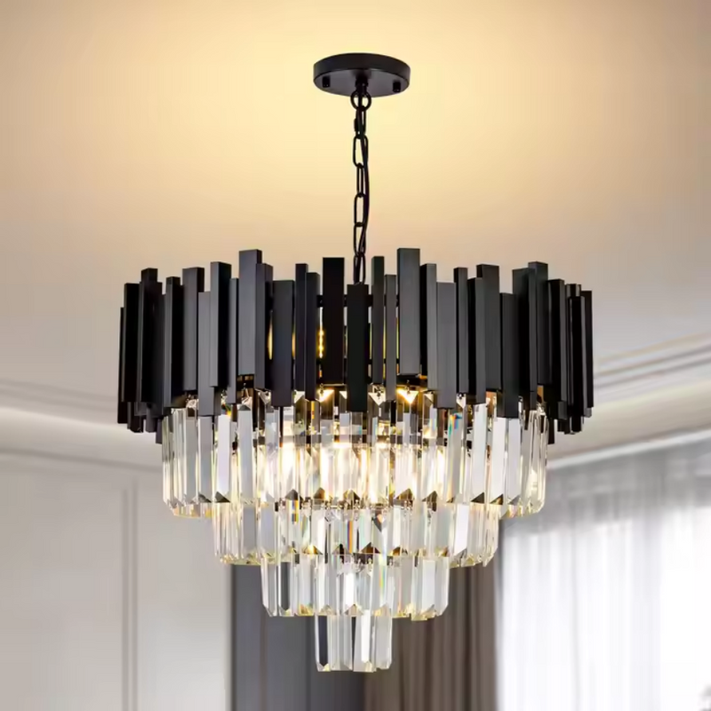 Candelabru Cristal BLOIS 10x E27 Negru Auriu