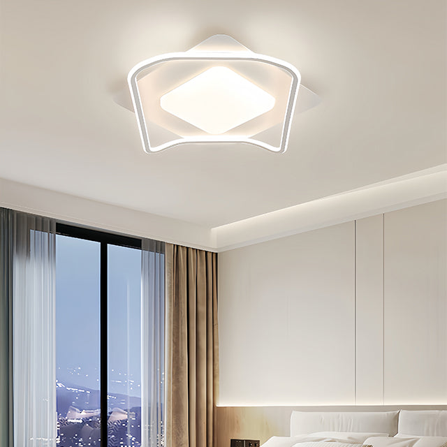 Lustra LED cu telecomanda MODERNO 106W, 2 Patrate, lumina Rece/Calda/Neutra, Dimabila, Alb