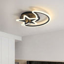 Lustra LED cu telecomanda LUNA SI STEA 59W, 2 Elemente, lumina Rece/Calda/Neutra, Dimabila, Negru