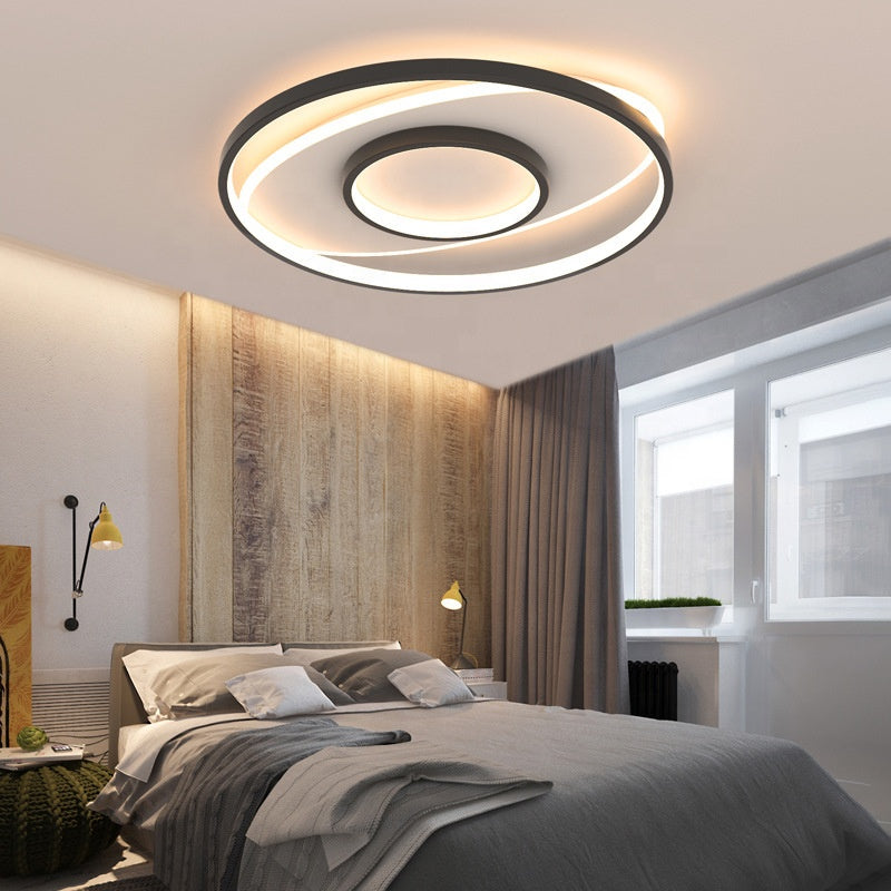 Lustra LED cu telecomanda FIGURATO, 120W, 3 Cercuri, lumina Rece/Calda/Neutra, Dimabila, Negru