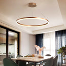 Lustra LED Suspendata, ANINA, 34W, 1 Cerc, Diametru 50cm, Lumina Rece/Calda/Neutra 3000K/4000K/6000K, Dimabila, Auriu Lucios Alb, Inaltime Reglabila, Metal si Acril