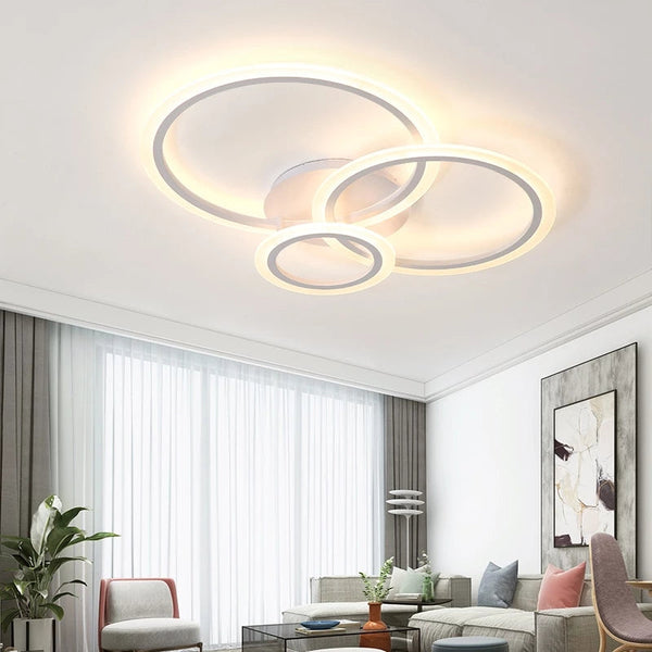 Lustra LED cu telecomanda BETTY 41W, 3 Cercuri, lumina Rece/Calda/Neutra, Dimabila, Alb