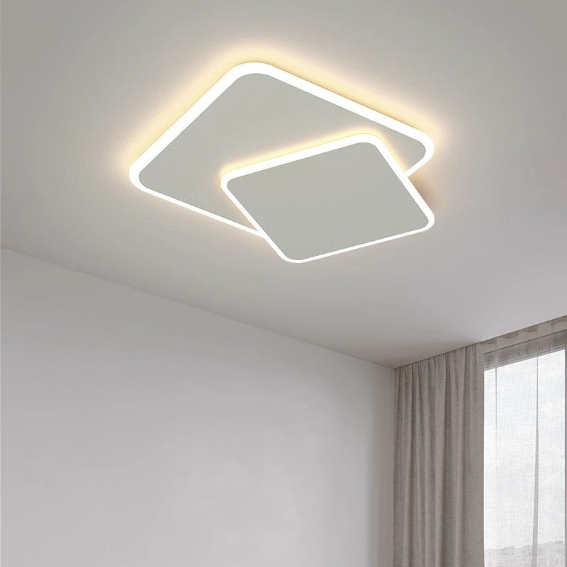 Lustra LED cu telecomanda  FUTURA LUMINA 98W, 2 Patrate, lumina Rece/Calda/Neutra, Dimabila, Alb