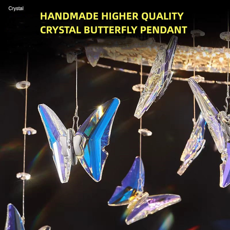 Lustra LED suspendata cu telecomanda si cristal 50W, 2 Cercuri, lumina Rece/Calda/Neutra, Dimabila, Crom Lucios, Inaltime Reglabila