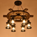 Lustra Vintage LV592/6BK, 6xE27, Rustic Barn, Sfoara si Metal, 70cm, Maro