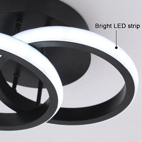 Lustra LED VERTEX CIRCULA 21W, 2 Cercuri, Rame Metalice, lumina Rece/Calda/Neutra, Negru