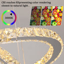 Lustra LED cu telecomanda si cristal LIA RGB 182W, 8 Cercuri, lumina Rece/Calda/Neutra, Dimabila, Alb Crom Lucios