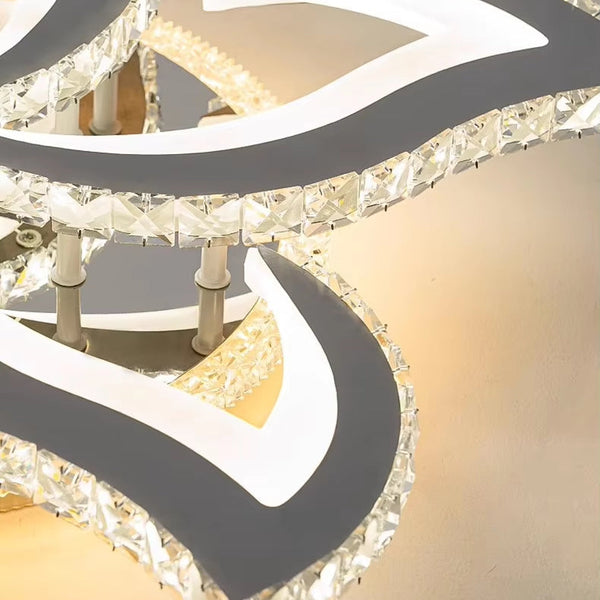 Lustra LED Alejandro cu Telecomanda, 73W, 4 Flori, Lumina Dimabila Rece/Calda/Neutra, Crom