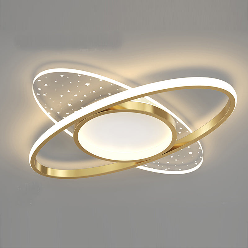 Lustra LED cu telecomanda VARIO  110W, Oval , lumina Rece/Calda/Neutra, Dimabila, Auriu