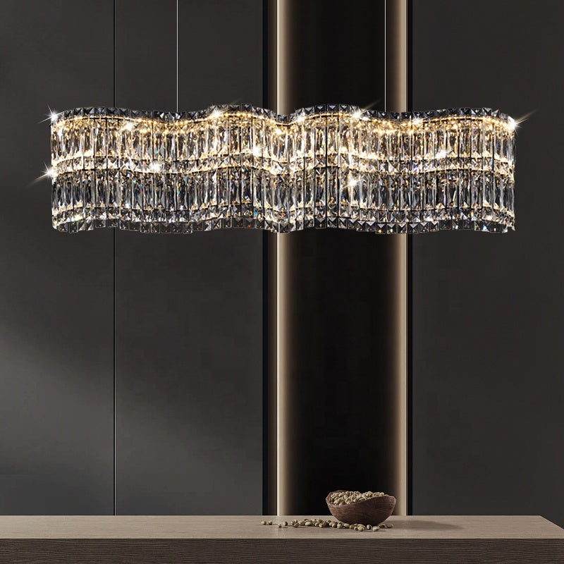 Candelabru Cristal LED cu Telecomanda Regalis, Lungime 58cm, Crom Lucios, Inaltime Reglabila