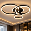 Lustra LED cu telecomanda RIGA LILITH, 68W, 3 Cercuri, lumina Rece/Calda/Neutra, Dimabila, Negru