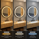 Oglinda LED Rotunda, 100cm, Celeste Majesté Noir MotionGlow Marcello, Sistem Dezaburire, Ceas & Termometru, Dimabila