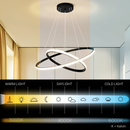 Lustra LED suspendata RICCI 25W, 2 Cercuri, lumina Rece/Calda/Neutra, Negru, Inaltime Reglabila