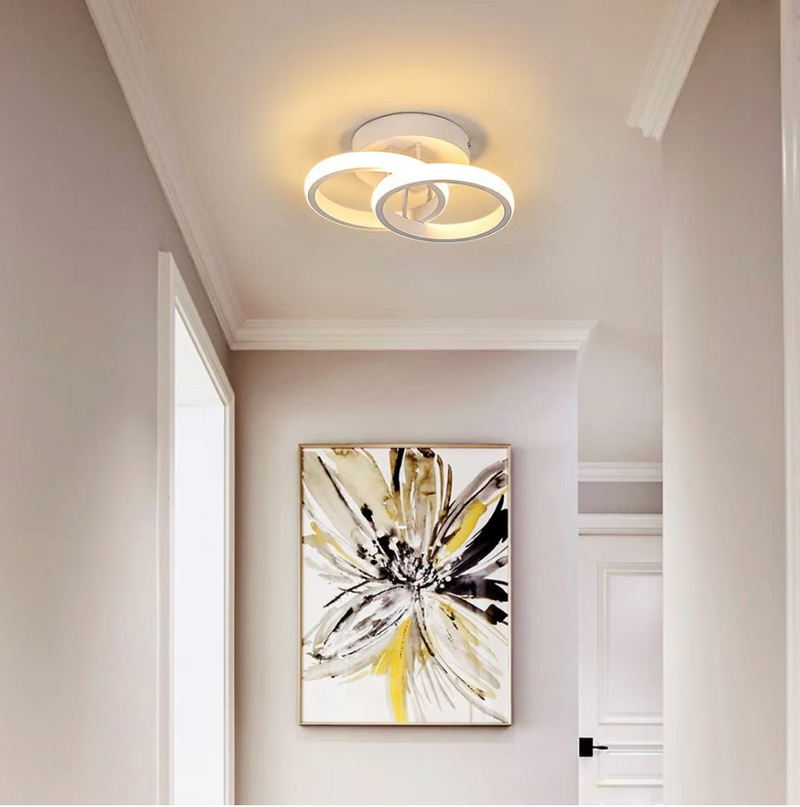 Lustra LED VERTEX CIRCULA 22W, 2 Cercuri, Rame Metalice, lumina Rece/Calda/Neutra, Alb
