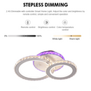 Lustra LED cu telecomanda si cristal NOVA ROTONDA RGB 42W, 2 Cercuri, lumina Rece/Calda/Neutra, Dimabila, Alb