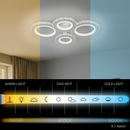 Lustra LED cu telecomanda si cristal NOVA ROTONDA RGB 82W, 4 Cercuri, lumina Rece/Calda/Neutra, Dimabila, Alb