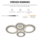 Lustra LED cu telecomanda si cristal NOVA ROTONDA RGB 82W, 4 Cercuri, lumina Rece/Calda/Neutra, Dimabila, Alb