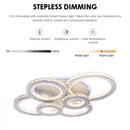 Lustra LED cu telecomanda si cristal NOVA ROTONDA RGB 145W, 6 Cercuri, lumina Rece/Calda/Neutra, Dimabila, Alb