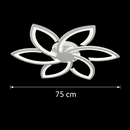 Lustra LED cu telecomanda si cristal FLORA 82W, 6 Petale, lumina Rece/Calda/Neutra, Dimabila, Alb