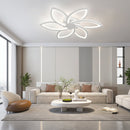 Lustra LED cu telecomanda si cristal FLORA 82W, 6 Petale, lumina Rece/Calda/Neutra, Dimabila, Alb