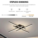 Lustra LED cu Telecomanda LINEX, 43W, 4 Elemente, Liniara, lumina Rece/Calda/Neutra, Dimabila, Negru