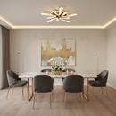 Lustra LED CHARM Magno cu telecomanda si cristal, 68W, Ø59cm, 5 Surse, Lumina Rece/Calda/Neutra, Dimabila, Auriu