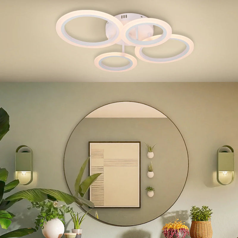 Lustra LED cu telecomanda  BETTY 44W, 4 Cercuri, lumina Rece/Calda/Neutra, Dimabila, Alb
