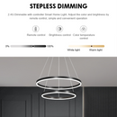 Lustra LED suspendata cu telecomanda CASIANA 40W, 2 Cercuri, lumina Rece/Calda/Neutra, Dimabila, Negru, Inaltime Reglabila