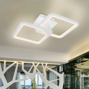 Lustra LED cu telecomanda ZOE 40W, 2 Patrate,  lumina Rece/Calda/Neutra, Dimabila, Alb