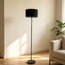 Lampadar PAVLODAR, 1 x E27, Metal si Cristal, Negru