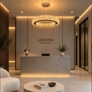 Candelabru Cristal KALTO Regalis, Diametru 75cm, 112W, Lumina Rece/Calda/Neutra, Inaltime Reglabila, Metal si Cristal, Crom Lucios