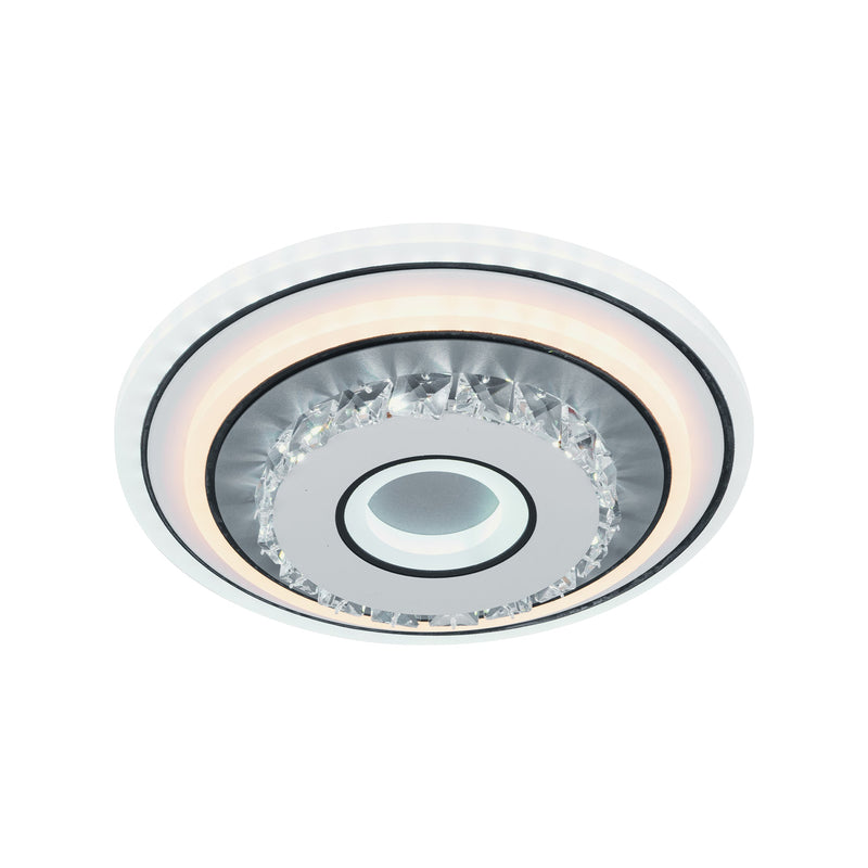 Lustra LED cu cristal MITA 28W, Diametru 20cm, Rotunda, lumina Rece/Calda/Neutra, Alb