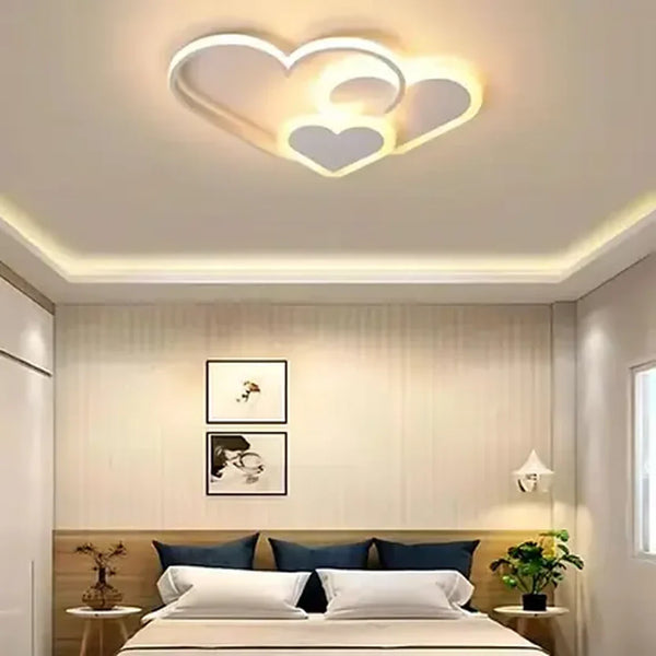 Lustra LED cu telecomanda AMI, 50W, 3 Inimi, lumina Rece/Calda/Neutra, Dimabila, Alb