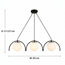 Lustra Clasica EGVEKINOT, Glob, 3xE27, Inaltime Reglabila, Negru