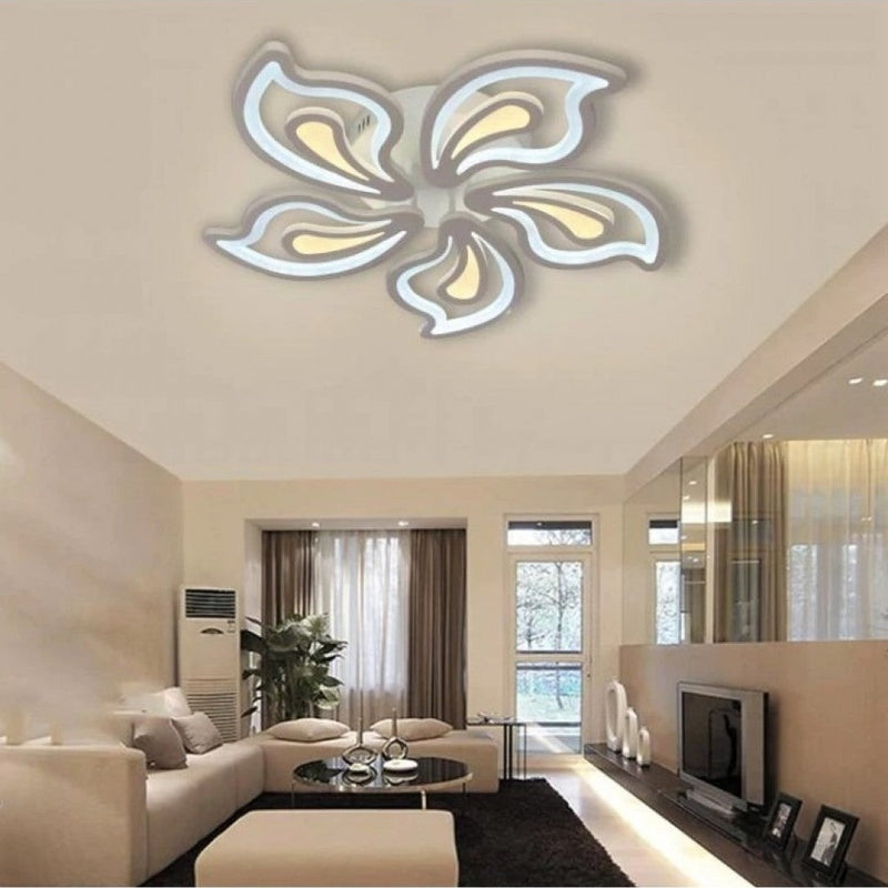 Lustra LED cu telecomanda GLORIOSA 96W, 5 Petale, lumina Rece/Calda/Neutra, Dimabila, Alb