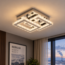 Lustra LED cu cristal JEREMIAH 48W, 2 Patrate, lumina Rece/Calda/Neutra, Crom Lucios
