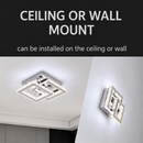 Lustra LED cu cristal JEREMIAH 48W, 2 Patrate, lumina Rece/Calda/Neutra, Crom Lucios