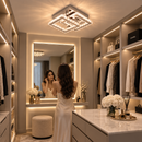 Lustra LED cu cristal JEREMIAH 48W, 2 Patrate, lumina Rece/Calda/Neutra, Crom Lucios