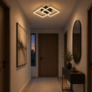 Lustra LED cu telecomanda GEO 29W, 2 Patrate, lumina Rece/Calda/Neutra, Dimabila, Metal si Acril, Negru