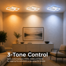 Lustra LED cu telecomanda LANDYN 37W, 2 Patrate, lumina Rece/Calda/Neutra, Dimabila, Alb