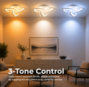 Lustra LED cu telecomanda LOTUS 32W, 3 Petale, lumina Rece/Calda/Neutra, Dimabila, Alb