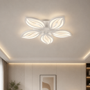 Lustra LED cu telecomanda ORCHID 66W, 5 Petale, lumina Rece/Calda/Neutra, Dimabila, Alb, Metal si Acril